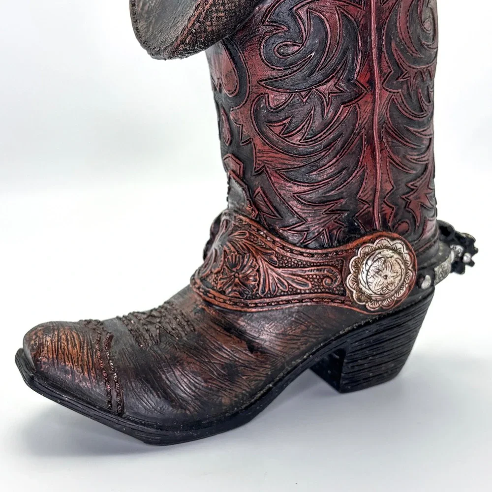 Western Cowboy Boot Birdhouse Resin Hanging Rustic Outdoor Garden Decor Hat Spur